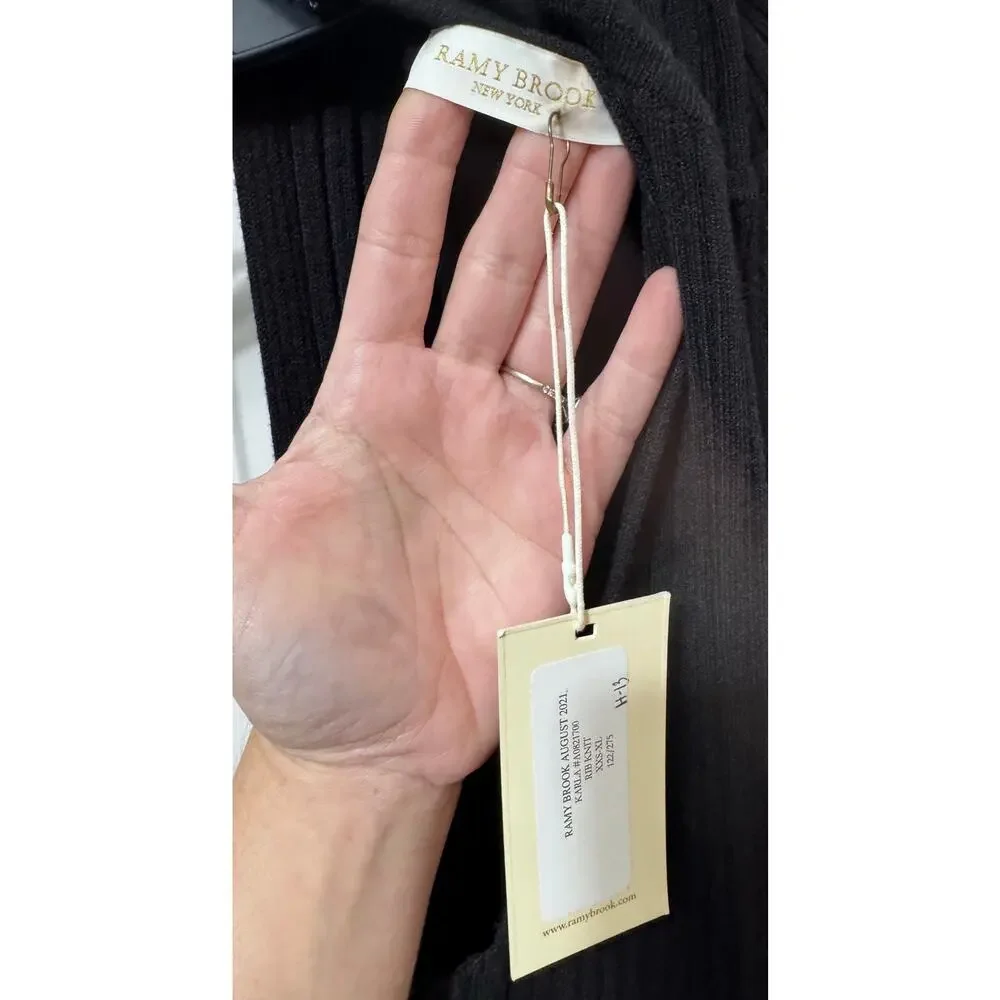 NWT Ramy Brook Black Ribbed Knit Turtleneck Tank Top Size S-M - Picture 9 of 9